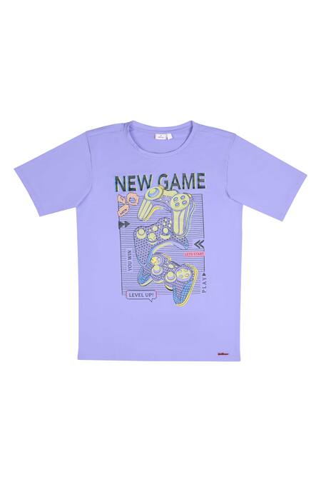 Buy STELLA ROSSA BY LES PETITS Blue Cotton Round Neck T-shirt at Aza Fashions Buy_STELLA ROSSA BY LES PETITS_Blue Cotton Round Neck T-shirt_at_Aza_Fashions