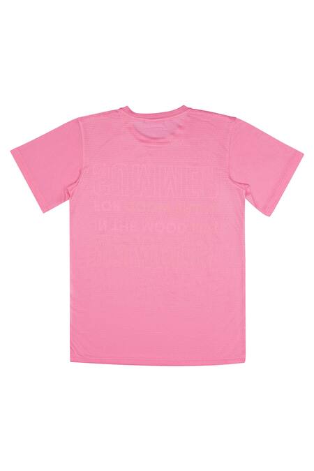 Shop STELLA ROSSA BY LES PETITS Pink Cotton Round Neck T-shirt at Aza Fashions Shop_STELLA ROSSA BY LES PETITS_Pink Cotton Round Neck T-shirt_at_Aza_Fashions