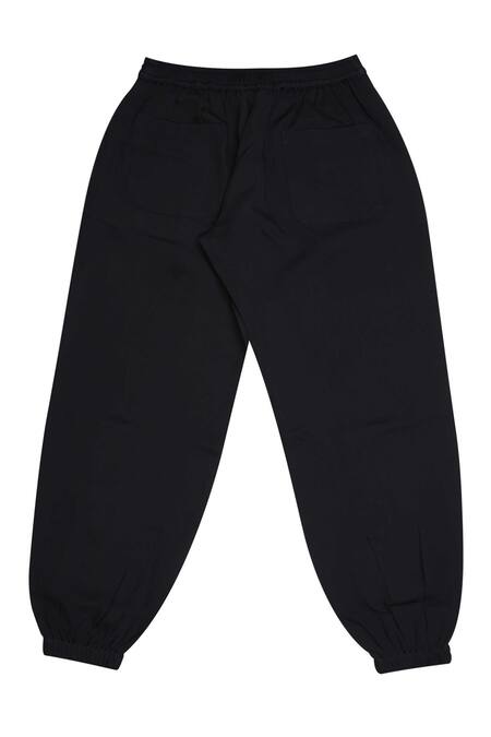 Shop Stella Rossa By Les Petits Black Cotton Elasticated Jogger at Aza Fashions Shop_Stella Rossa By Les Petits_Black Cotton Elasticated Jogger_at_Aza_Fashions