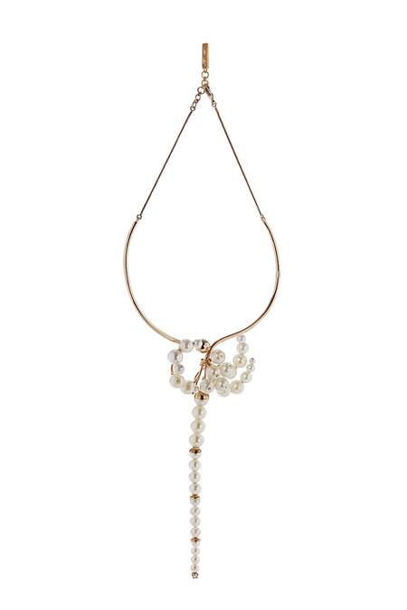 Shop Itrana White Pearl Embellished Necklace at Aza Fashions Shop_Itrana_White Pearl Embellished Necklace _at_Aza_Fashions