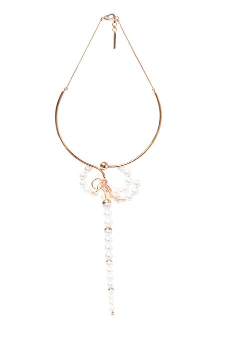 Itrana White Pearl Embellished Necklace Online at Aza Fashions Itrana_White Pearl Embellished Necklace _Online_at_Aza_Fashions