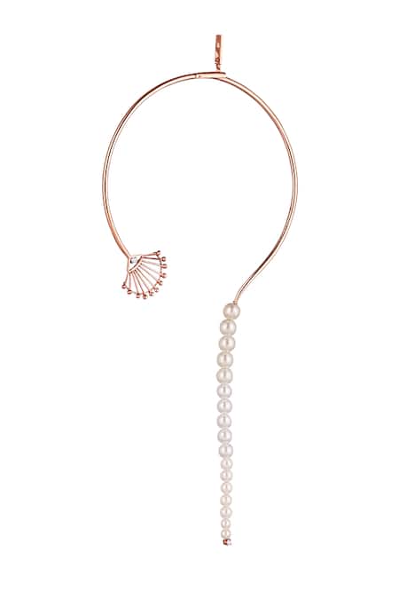 Itrana Asymmetric Pearl Studded Necklace 