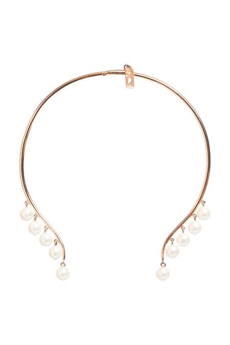 Itrana_White Pearl Studded Necklace _Online_at_Aza_Fashions