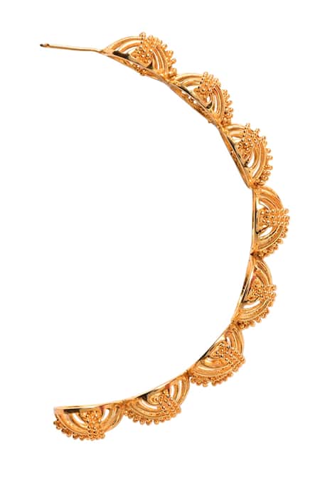 Itrana Gold Plated Beads Cutwork Hoops Online at Aza Fashions Itrana_Gold Plated Beads Cutwork Hoops _Online_at_Aza_Fashions