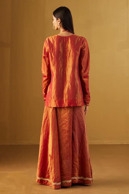 Shorshe Clothing Mini Saifi Handloom Tissue Kurta & Gharara Set 