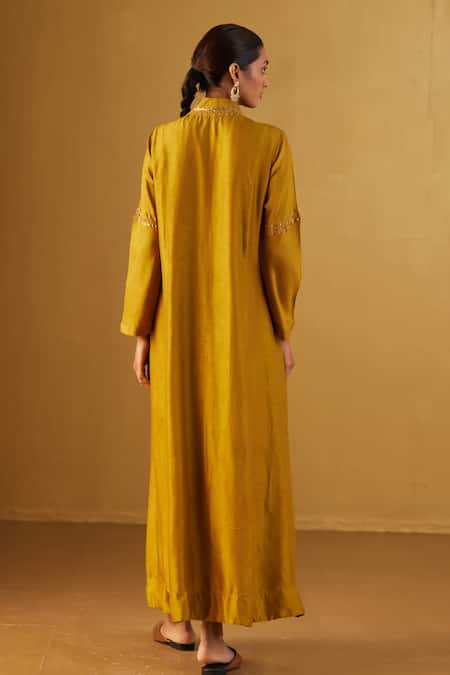 Shorshe Clothing Sashiko Embroidered Raw Silk Kurta 