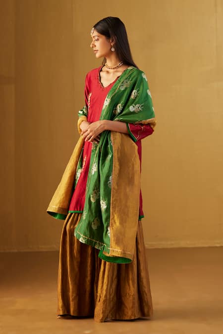 Shorshe Clothing Floral Brocade Woven Dupatta 