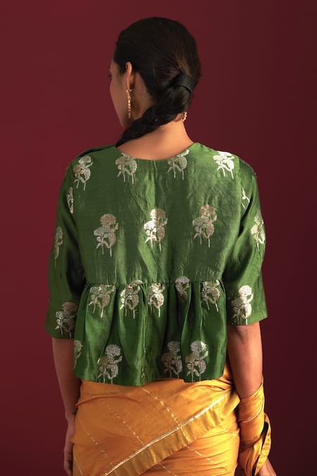 Shorshe Clothing Empireline Floral Brocade Woven Blouse 