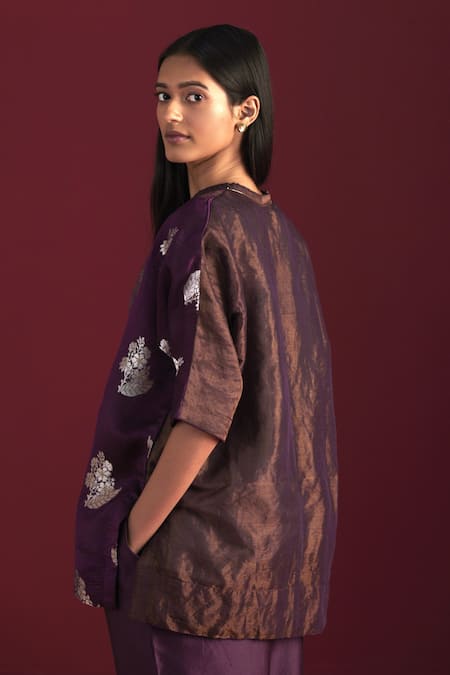 Shorshe Clothing Rajbaari Brocade Woven Kaftan Top With Pant 