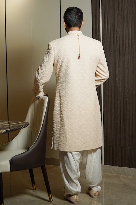 Soniya G Lucknowi Floral Motif Embroidered Sherwani Set 