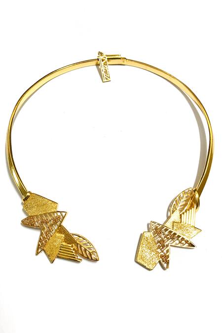 Itrana Gold Plated Cutwork Open Necklace at Aza Fashions Itrana_Gold Plated Cutwork Open Necklace _at_Aza_Fashions