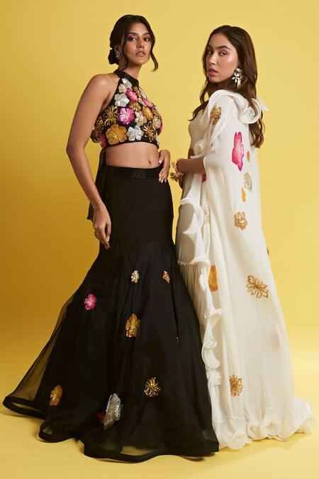 Buy Surily G Ivory Crepe Cut Dana Embroidered Blouse Online at Aza Fashions Buy_Surily G_Ivory Crepe Cut Dana Embroidered Blouse _Online_at_Aza_Fashions