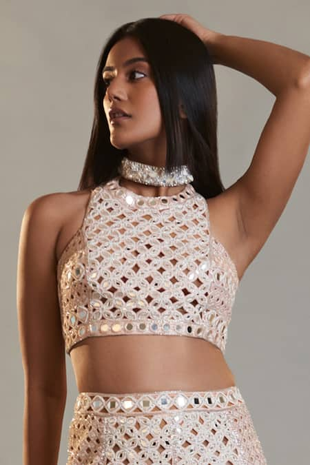 Surily G Halter Neck Cutwork Choli 