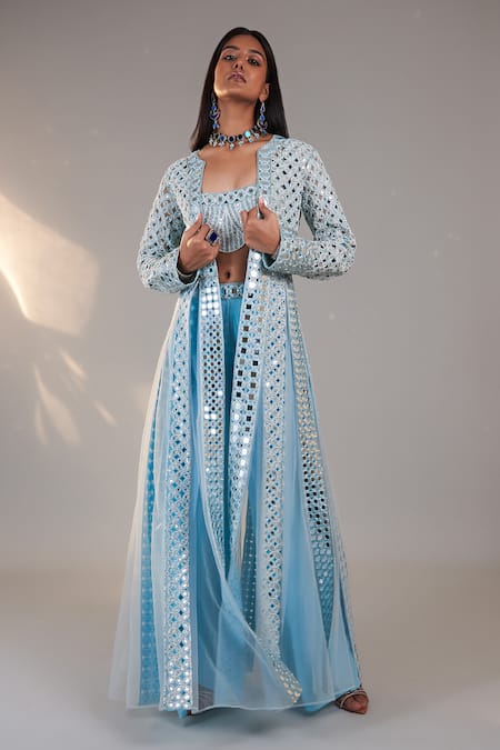 Surily G Sheesha Jaal Embroidered Long Jacket 