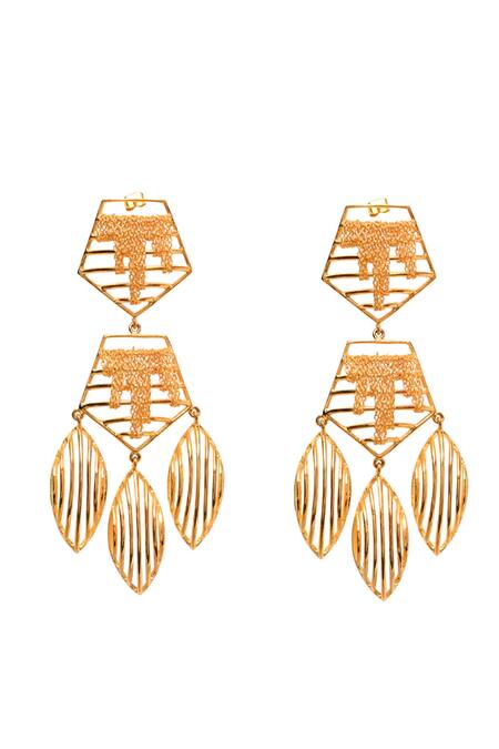 Itrana Gold Plated Cut Work Geometric Chain Danglers Online at Aza Fashions Itrana_Gold Plated Cut Work Geometric Chain Danglers _Online_at_Aza_Fashions