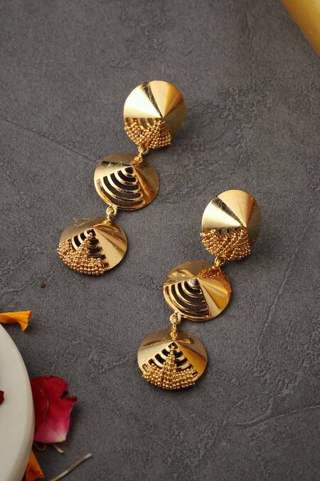 Shop Itrana Gold Plated Beads Tiered Danglers Online at Aza Fashions Shop_Itrana_Gold Plated Beads Tiered Danglers _Online_at_Aza_Fashions