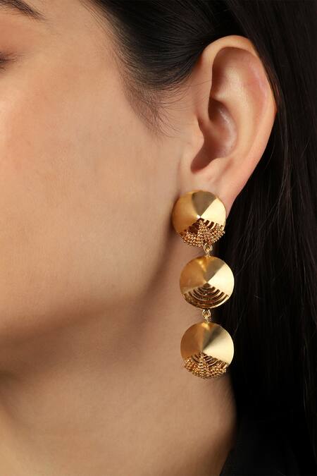 Buy Itrana Gold Plated Beads Tiered Danglers Buy_Itrana_Gold Plated Beads Tiered Danglers