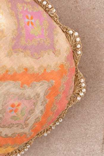 Shop_Amyra_Peach Pearls, Embroidery Morocco Embellished Potli Bag_Online_at_Aza_Fashions