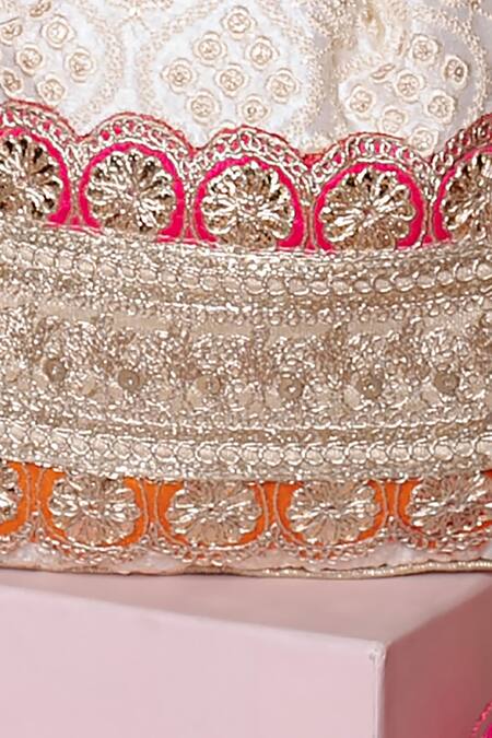 Buy Amyra Off White Lace, Pearls, Embroidery Spiti Potli Bag Online at Aza Fashions Buy_Amyra_Off White Lace, Pearls, Embroidery Spiti Potli Bag _Online_at_Aza_Fashions