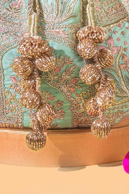 Amyra_Blue Cut Work, Embroidery Amer Potlli Bag_Online_at_Aza_Fashions