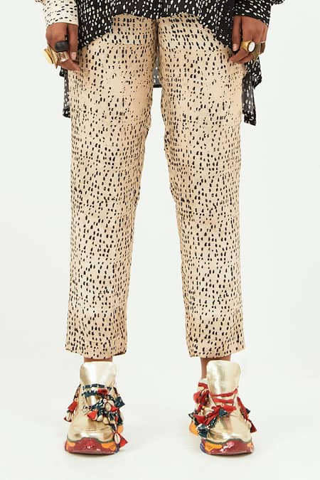 Shop_Aseem Kapoor_Black Cotton, Linen, Satin Sequins, Atri Polka Dot Print Shirt And Trouser Set_Online_at_Aza_Fashions