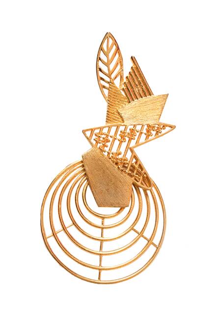 Itrana Gold Plated Cut Work, Chains Circular Cutwork Earrings Online at Aza Fashions Itrana_Gold Plated Cut Work, Chains Circular Cutwork Earrings _Online_at_Aza_Fashions