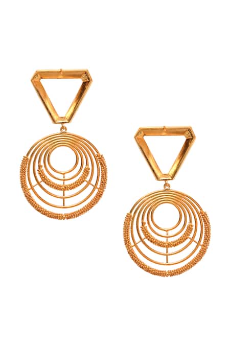 Buy Itrana Gold Plated Cut Work, Chains Geometric Shaped Earrings Online at Aza Fashions Buy_Itrana_Gold Plated Cut Work, Chains Geometric Shaped Earrings _Online_at_Aza_Fashions