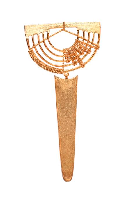 Itrana_Gold Plated Cut Work, Chains Textured Pattern Earrings _Online_at_Aza_Fashions