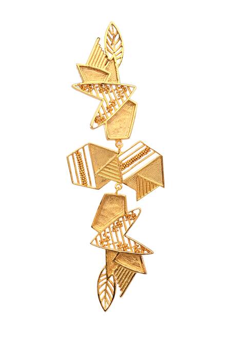 Itrana Gold Plated Cut Work, Chains Abstract Pattern Cutwork Earrings Online at Aza Fashions Itrana_Gold Plated Cut Work, Chains Abstract Pattern Cutwork Earrings _Online_at_Aza_Fashions