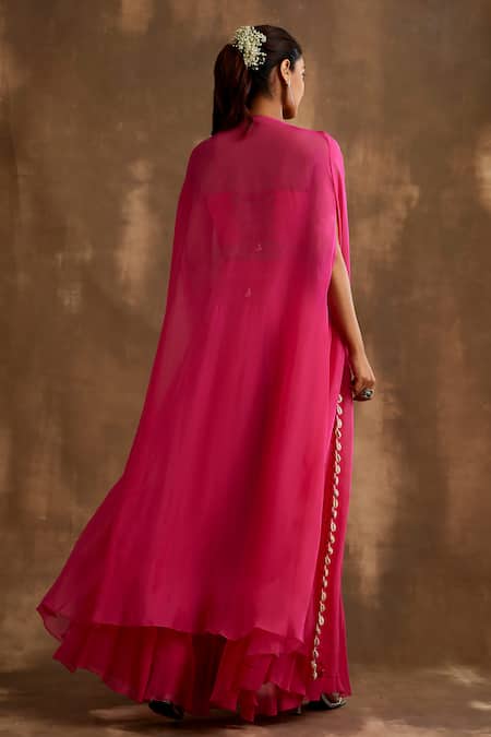 Niamh By Kriti Mirrorwork Embellished Blouse Cape Set 