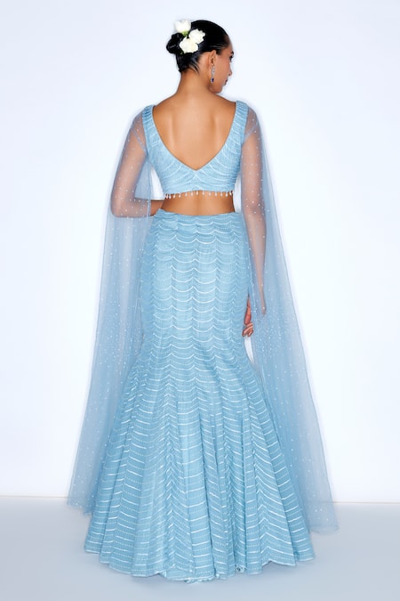 Niamh By Kriti Scalloped Sequin Embellished Mermaid Lehenga With Blouse 