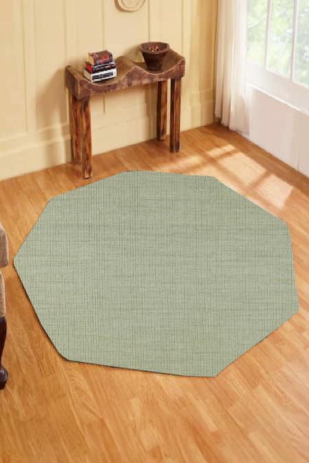 Kaleen India Green 60% Wool And 40% Jute Handwoven Stripe Pattern Mood Octagon Rug 