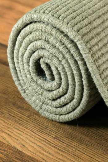 Kaleen India_Green 60% Wool And 40% Jute Handwoven Stripe Pattern Mood Oval Rug_Online_at_Aza_Fashions