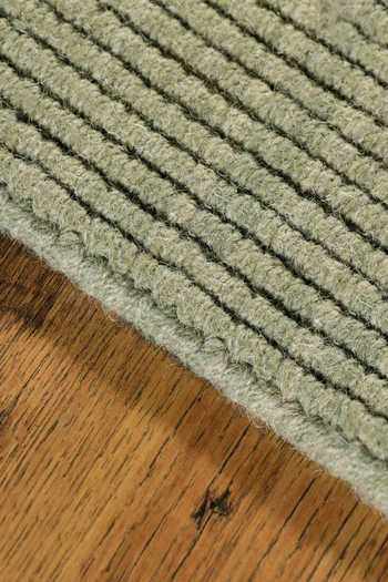 Kaleen India_Green 60% Wool And 40% Jute Handwoven Stripe Pattern Mood Square Rug_Online_at_Aza_Fashions