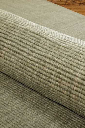 Kaleen India_Green 60% Wool And 40% Jute Handwoven Stripe Pattern Mood Square Rug_at_Aza_Fashions
