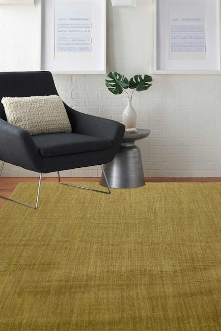 Kaleen India Yellow 60% Wool And 40% Jute Handwoven Stripe Pattern Mood Solid Rectangle Rug 