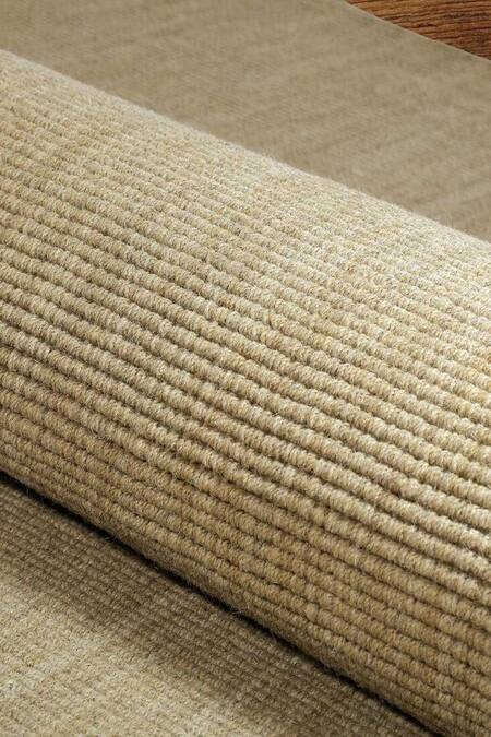 Shop_Kaleen India_Beige 60% Wool And 40% Jute Handwoven Stripe Pattern Mood Solid Round Rug_Online_at_Aza_Fashions