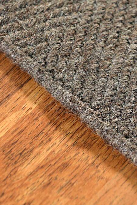 Kaleen India_Brown 85% Wool And 15% Jute Handwoven Chevron Pattern Mood Octagon Rug_Online_at_Aza_Fashions