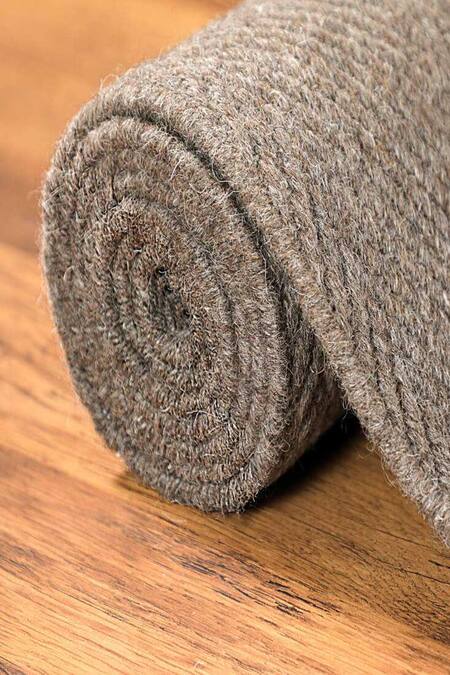 Buy_Kaleen India_Brown 85% Wool And 15% Jute Handwoven Chevron Pattern Mood Octagon Rug_Online_at_Aza_Fashions