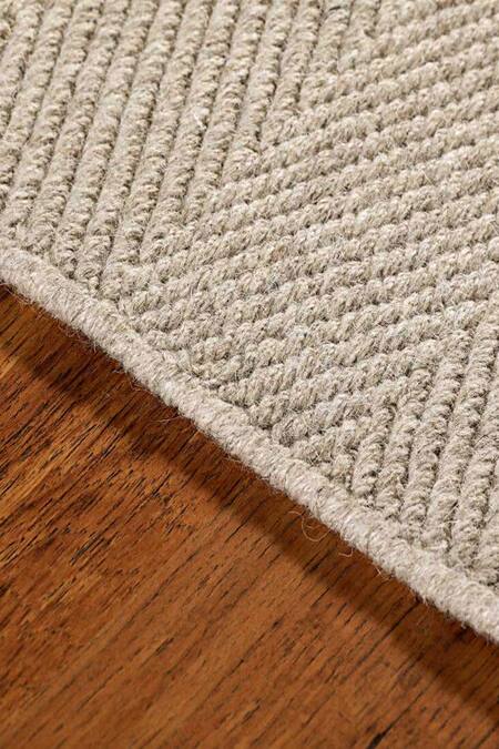 Kaleen India_Cream 85% Wool And 15% Jute Handwoven Chevron Pattern Mood Square Rug_Online_at_Aza_Fashions