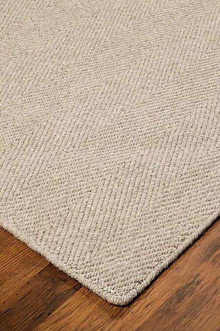 Buy_Kaleen India_Cream 85% Wool And 15% Jute Handwoven Chevron Pattern Mood Square Rug_Online_at_Aza_Fashions