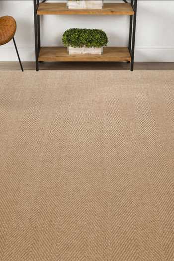 Kaleen India_Beige 85% Wool And 15% Jute Handwoven Stripe Pattern Mood Rectangle Solid Rug_Online_at_Aza_Fashions