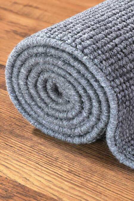 Kaleen India_Grey 100% Wool Handwoven Stripe Pattern Mood Oval Rug_Online_at_Aza_Fashions