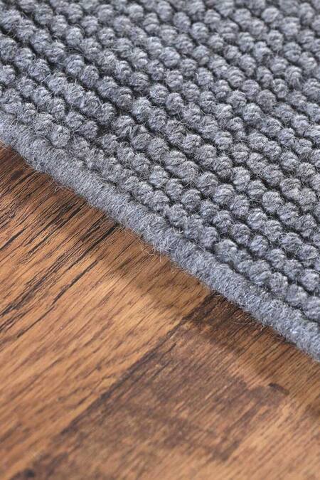 Kaleen India_Grey 100% Wool Handwoven Stripe Pattern Mood Square Rug_Online_at_Aza_Fashions