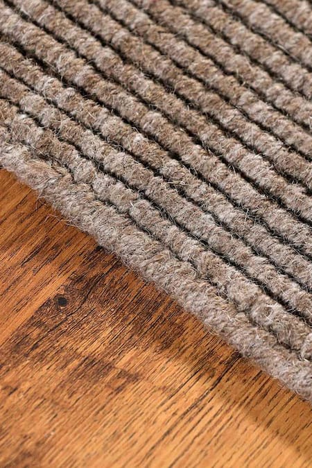 Kaleen India_Brown 60% Wool And 40% Jute Hand Woven Mocha Square Shaped Rug_Online_at_Aza_Fashions