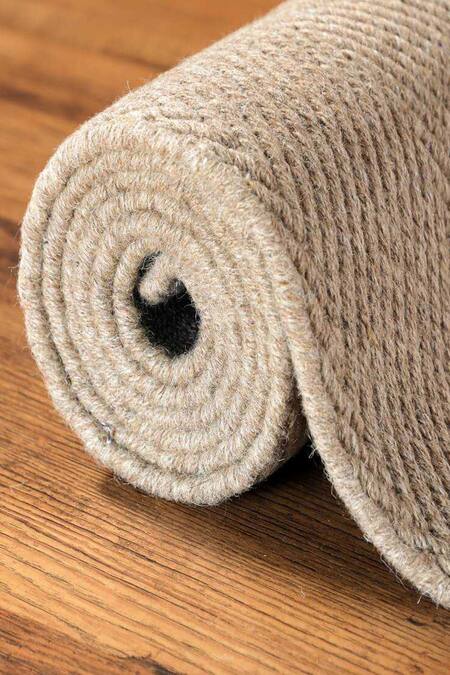 Shop_Kaleen India_Beige 85% Wool And 15% Jute Hand Woven Abstract Pattern Rectangle Shaped Rug_Online_at_Aza_Fashions