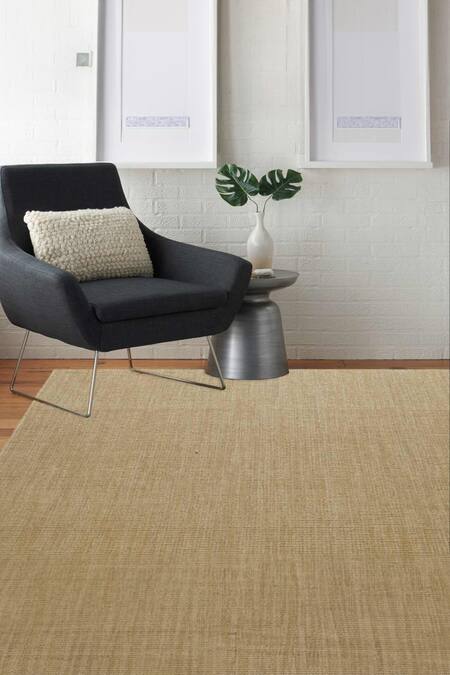 Kaleen India_Beige 60% Wool And 40% Jute Hand Woven Honey Rectangle Shaped Rug_Online_at_Aza_Fashions