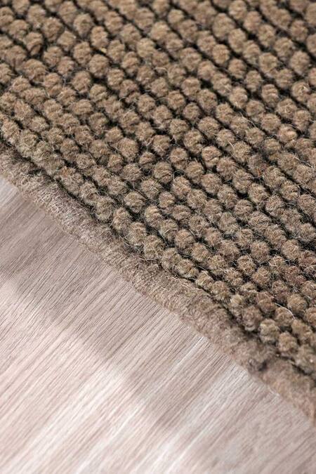 Kaleen India_Brown 100% Wool Hand Woven Fudge Textured Square Shaped Rug_Online_at_Aza_Fashions