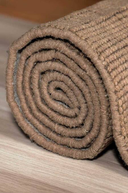 Shop_Kaleen India_Brown 100% Wool Hand Woven Fudge Textured Square Shaped Rug_Online_at_Aza_Fashions