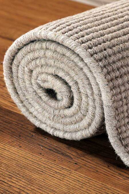 Kaleen India_Cream 60% Wool And 40% Jute Hand Woven Sandstone Rectangle Shaped Rug_Online_at_Aza_Fashions